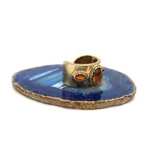 Gold-tone Acrylic Cabochon Band Ring